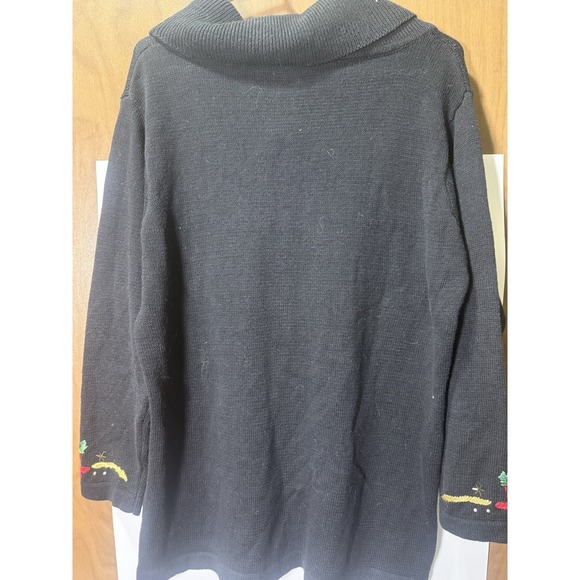 Victoria Jones Black Sequin Beaded Sweater M Gold Red Green Vintage Sweater - Picture 5 of 5